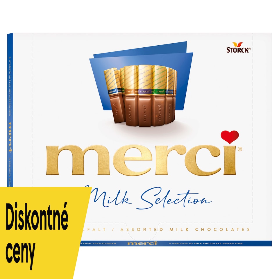 merci Milk Selection výber plnených a neplnených praliniek z mliečnej čokolády 250 g