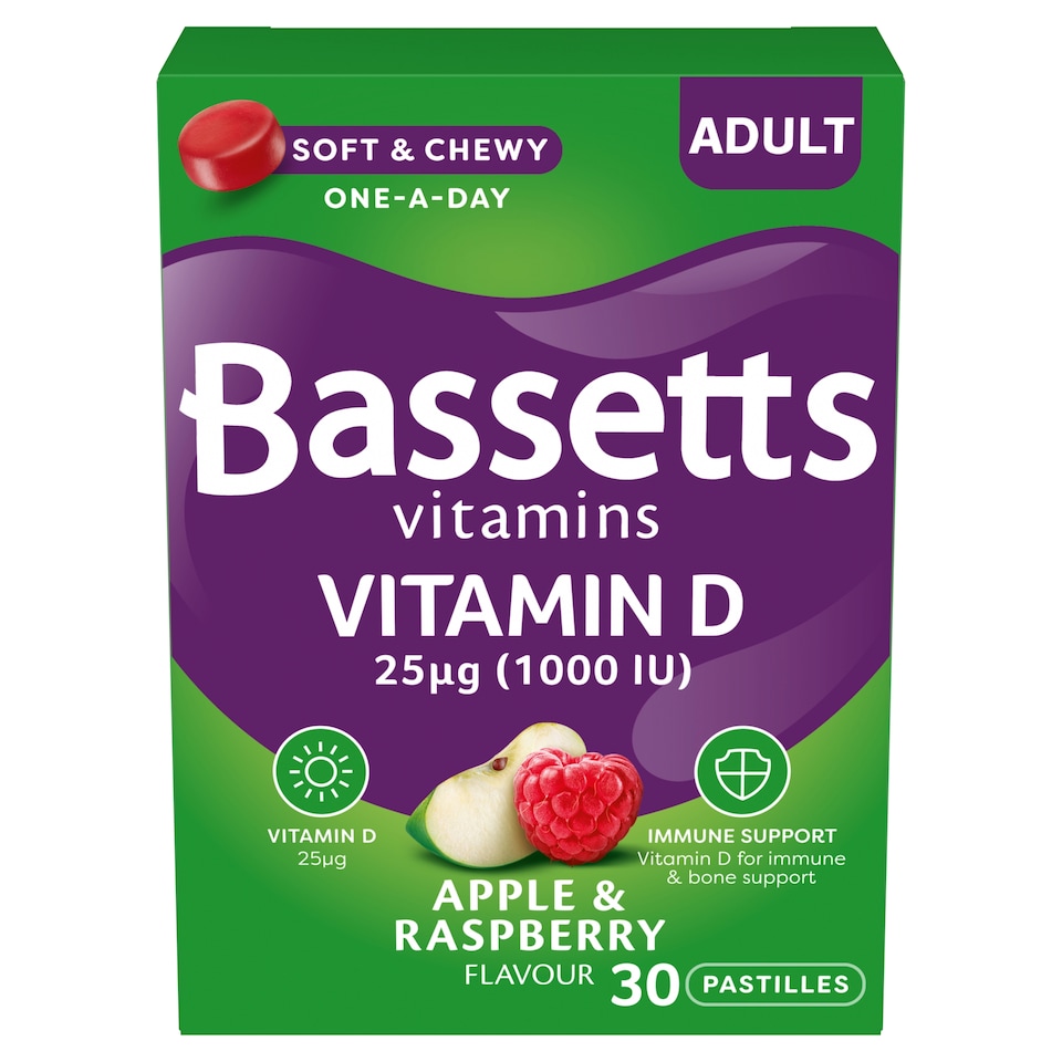 Bassetts Adult Vitamin D Apple & Raspberry Pastilles 30s