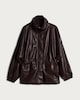 image 5 of F&F Faux Leather High Neck Jacket in Brown