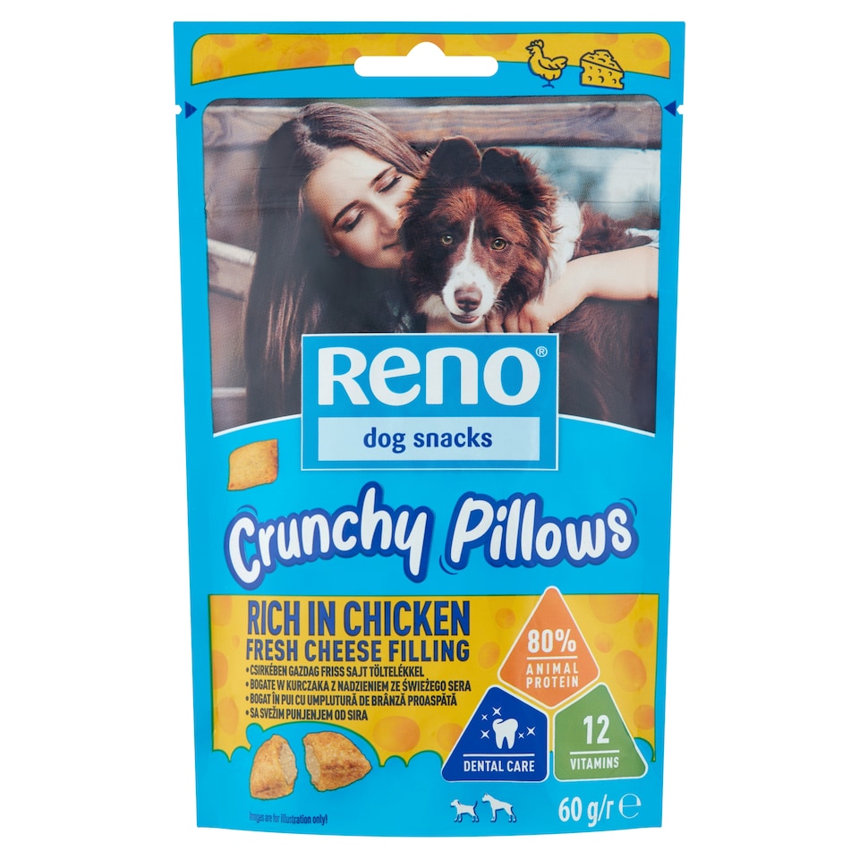 image 1 of Reno Crunchy Pillows Dog Snack Rich in Chicken with Fresh Cheese Filling 60 g