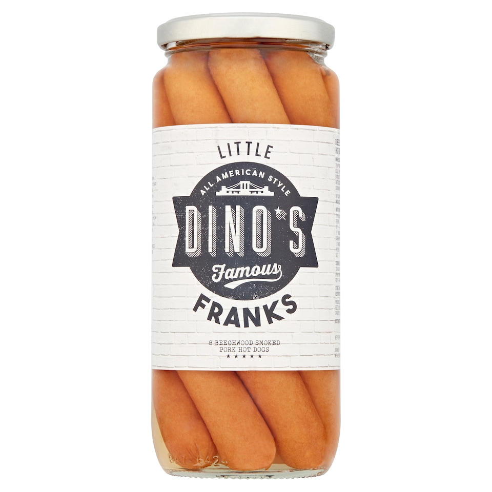 Dino's Little Franks 8 Smoked Pork Hot Dogs 550G
