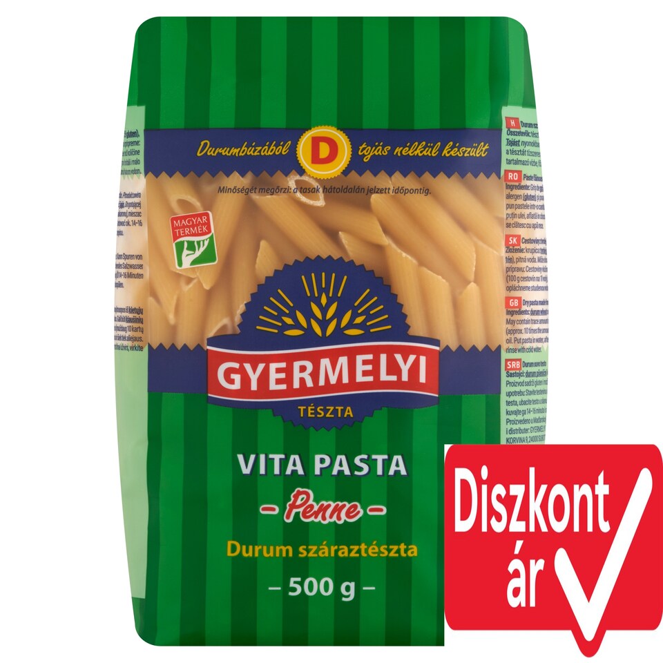 Gyermelyi Vita Pasta Penne durum száraztészta 500 g