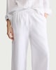 image 3 of F&F Linen Rich Wide Leg Cropped Drawstring Trousers in White