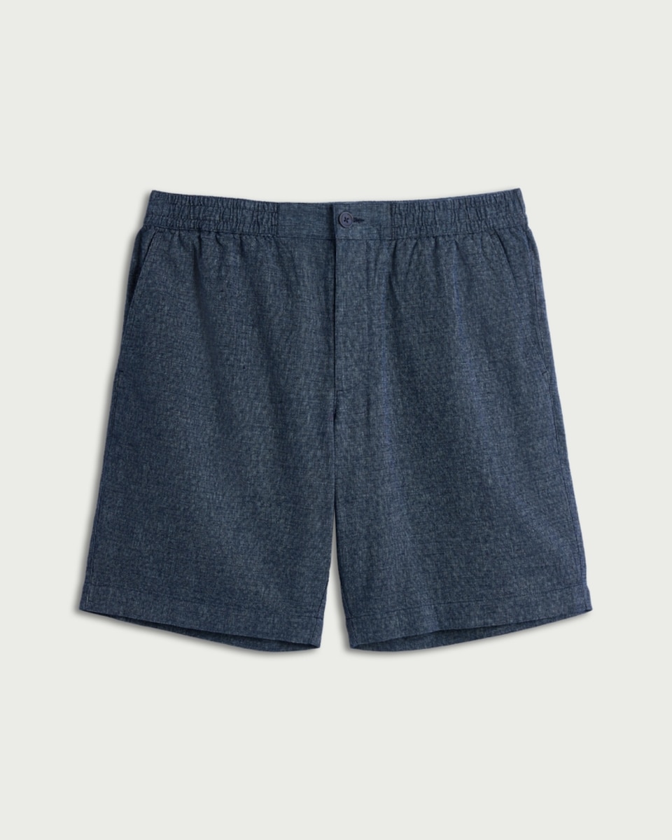 image 1 of F&F Linen Blend Shorts in Blue