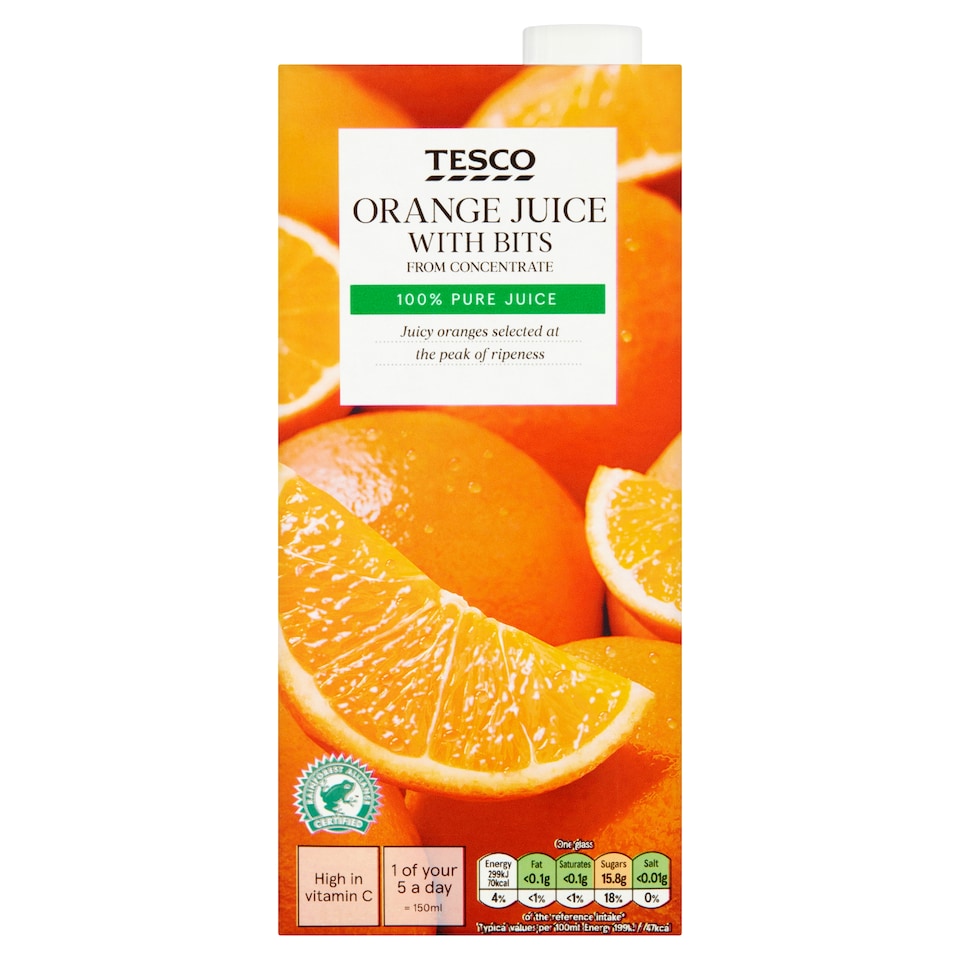 Tesco Pure Orange Juice With Bits 1 Litre
