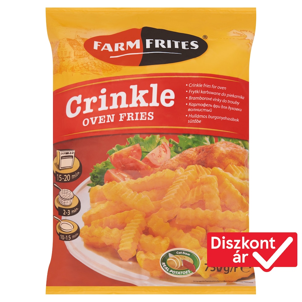 Farm Frites Pre-Fried, Deep Frozen Crinkle Fries for Oven 750 g