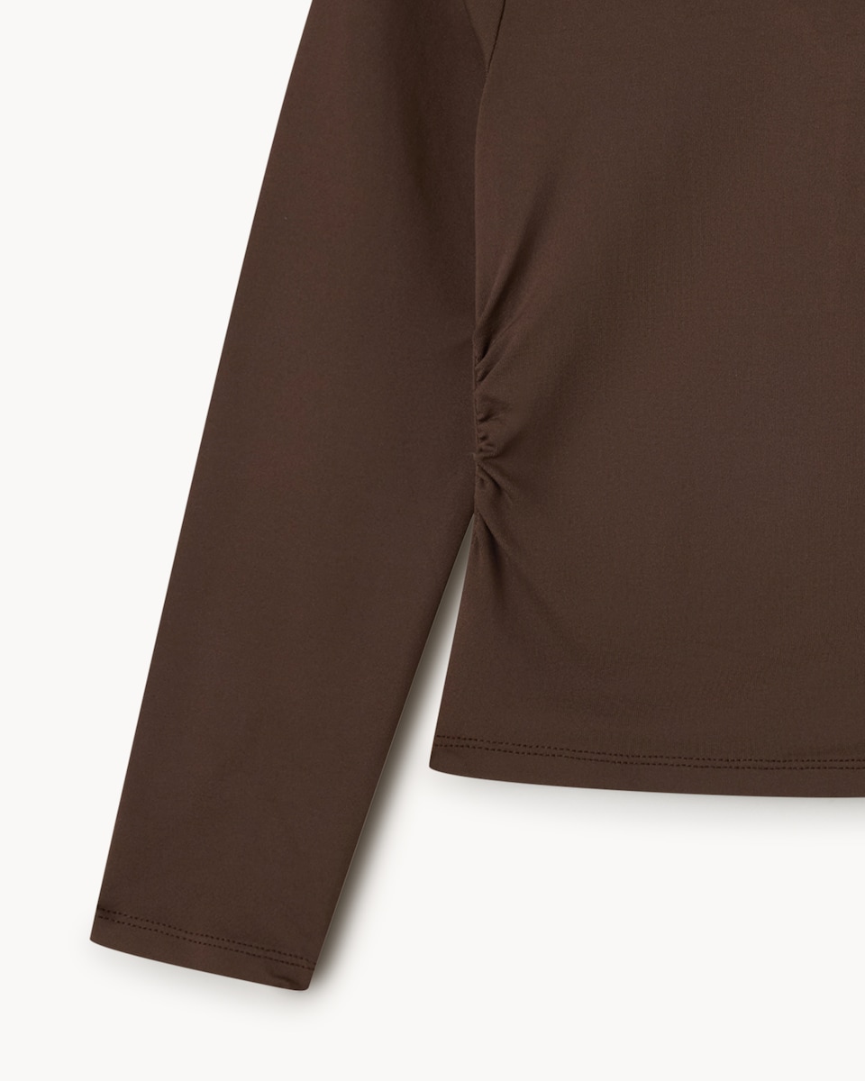 image 1 of F&F Girls Slinky Ruched Side Top in Brown