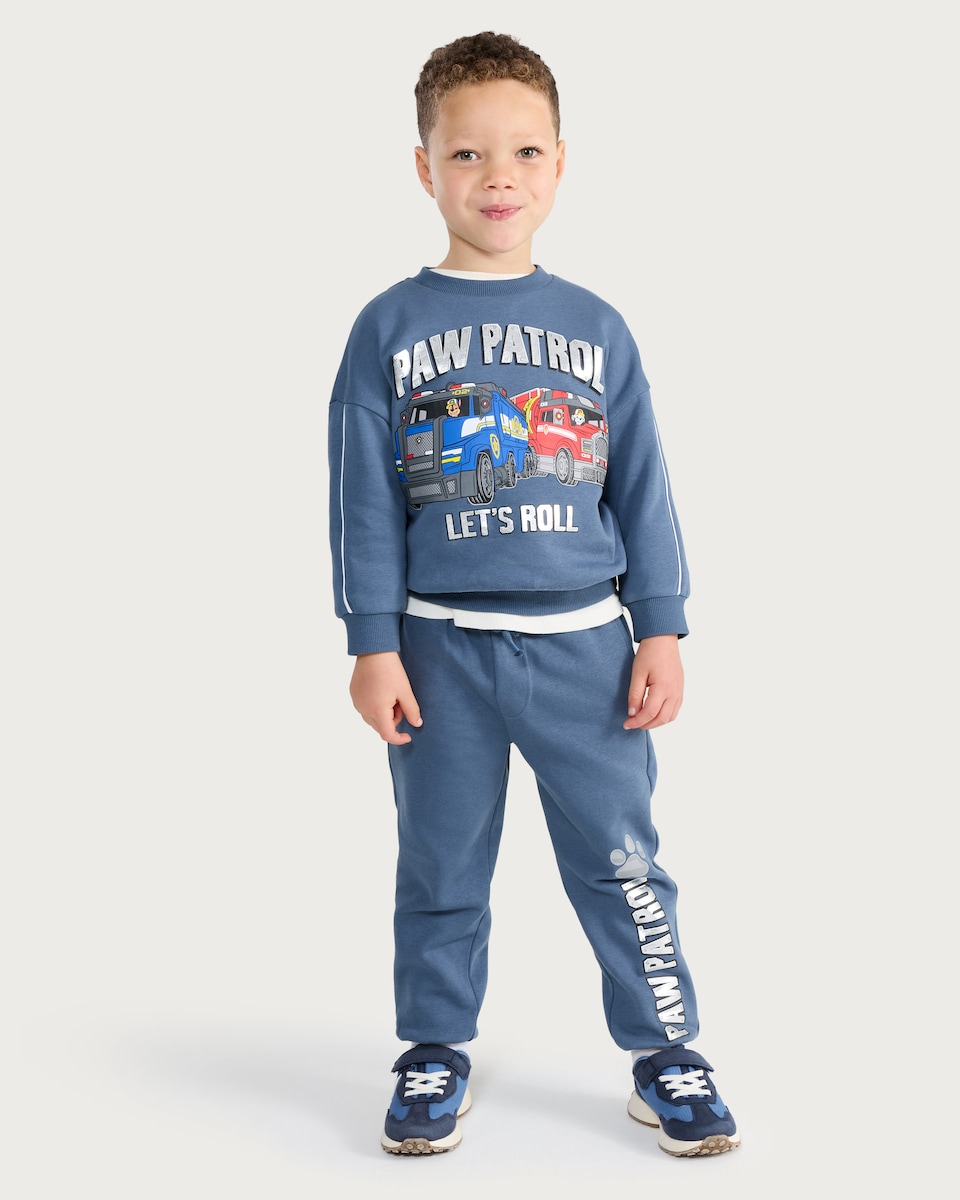 image 1 of Paw Patrol Let's Roll Cotton Rich Sweatshirt and Joggers Set in Blue