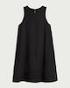 image 4 of F&F Ladder Trim Hem Sleeveless Mini Dress with Linen in Black