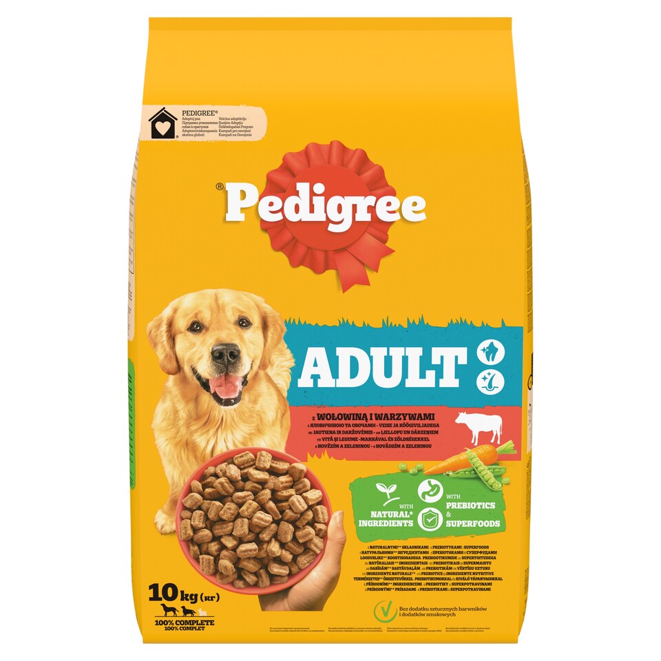 Pedigree teljes értékű szárazeledel felnőtt kutyák számára marhával és zöldségekkel 10 kg