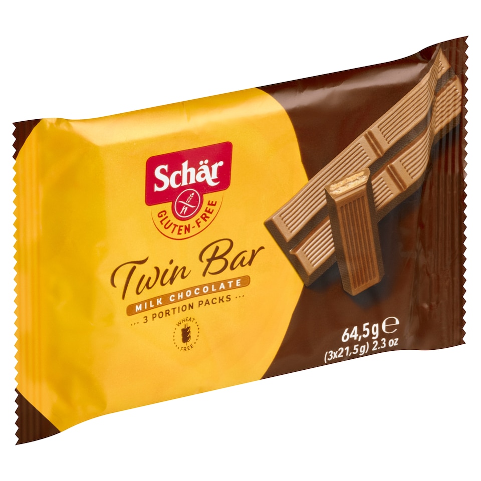 obrázok 1 z Schär Twin Bar oplátky bezgluténové máčané v mliečnej čokoláde 3 x 21,5 g (64,5 g)