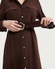 image 1 of F&F Belted Button Up Long Sleeved Midi Shirt Dress in Chocolate