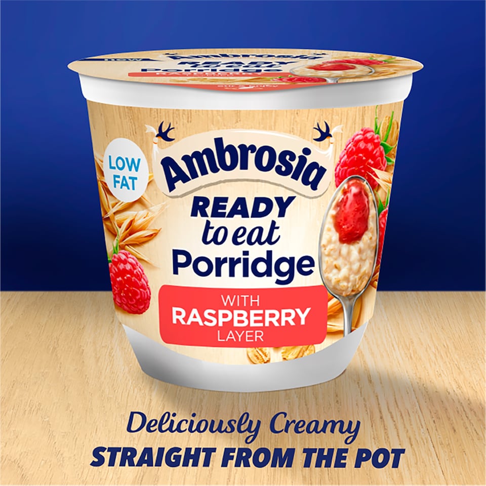 image 1 of Ambrosia Ready to Eat Porridge Oat Cereal Pot Raspberry Layer 210g