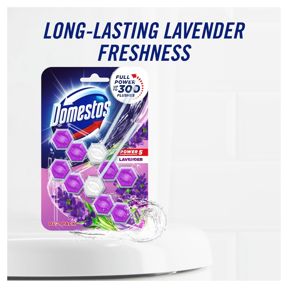 image 1 of Domestos Power 5 Rim Block Lavender 2 X 55G