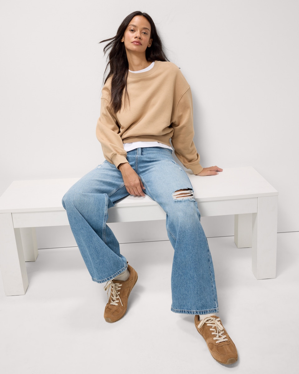 image 1 of F&F Cotton Rich Oversized Fit Sweatshirt in Med Nude