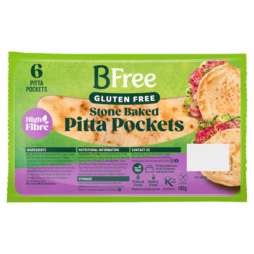 BFree Gluten Free Wholegrain Pitta Bread 4 pack