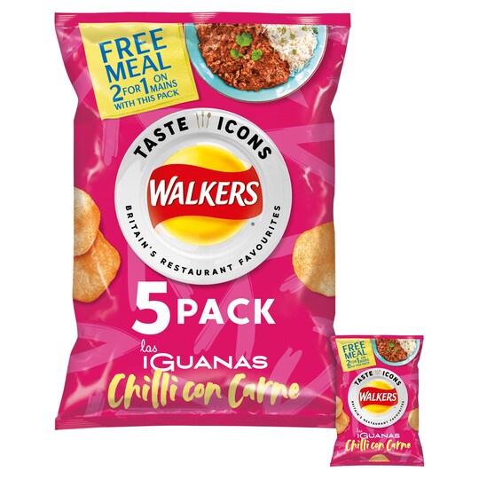 Walkers Chilli Con Carne Crisps 5X25g Tesco Groceries