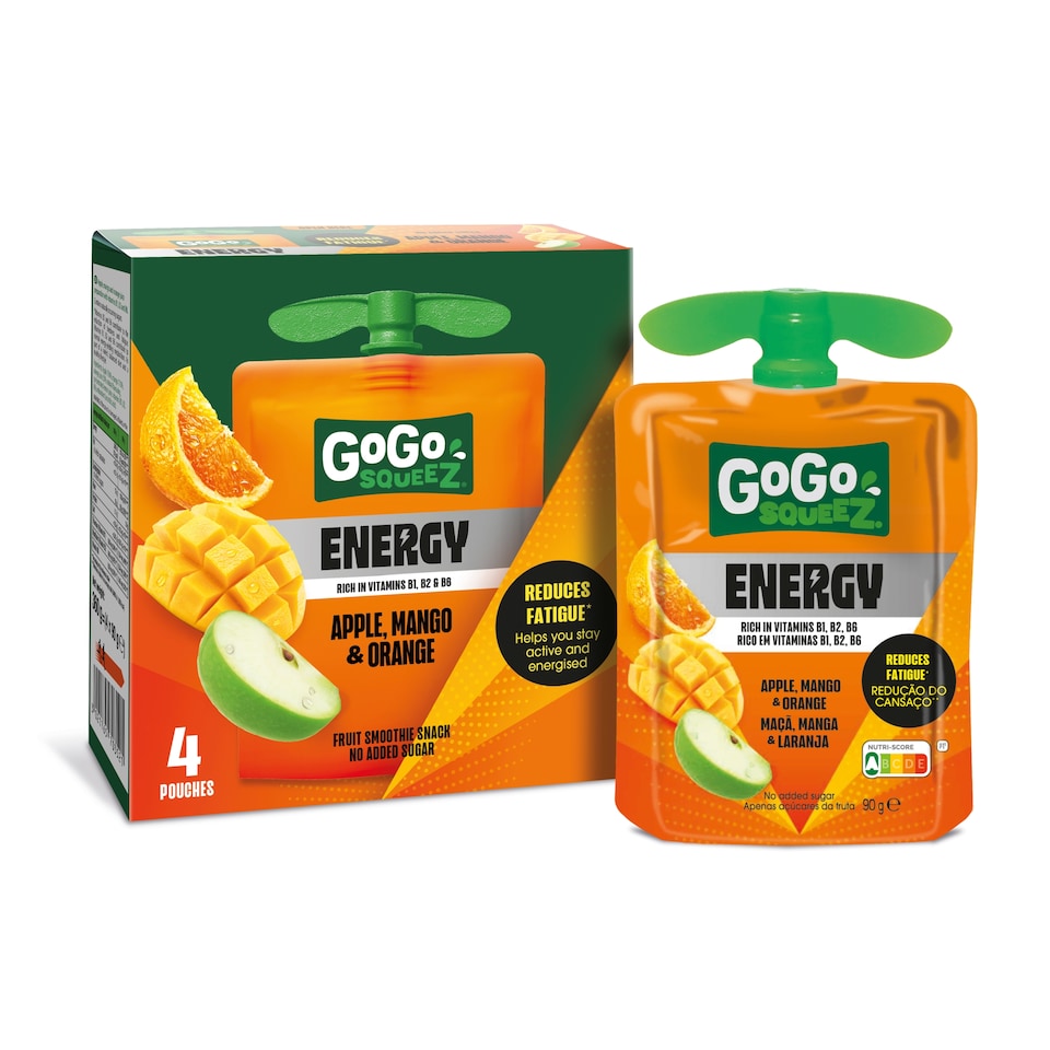 image 1 of GoGo squeeZ Energy Apple, Mango & Orange No Added Sugar 4 x 90g