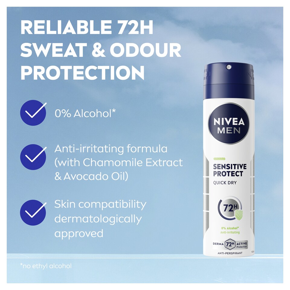 image 1 of Nivea Men Sensitive Protect Antiperspirant Deodorant 150Ml