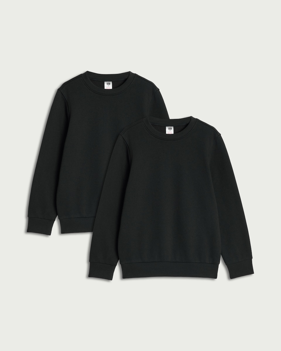 image 1 of F&F School Unisex 2-Pack Cotton Rich Sweatshirts in Black