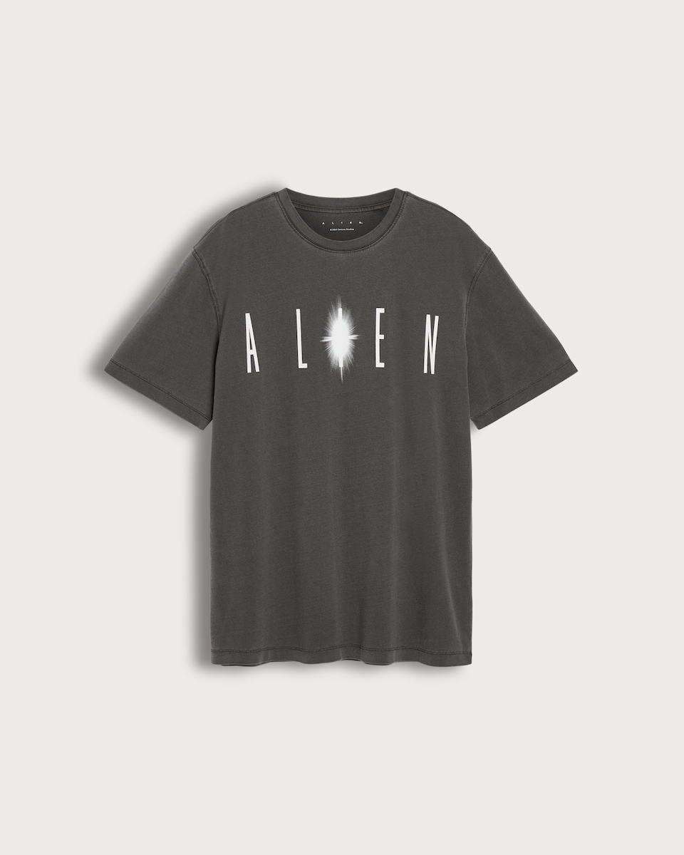 image 1 of F&F Pure Cotton Relaxed Fit Alien Slogan T-Shirt in Grey