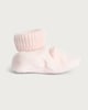 image 1 of F&F Baby Fleece Bear Face Ribbed Booties in Pink