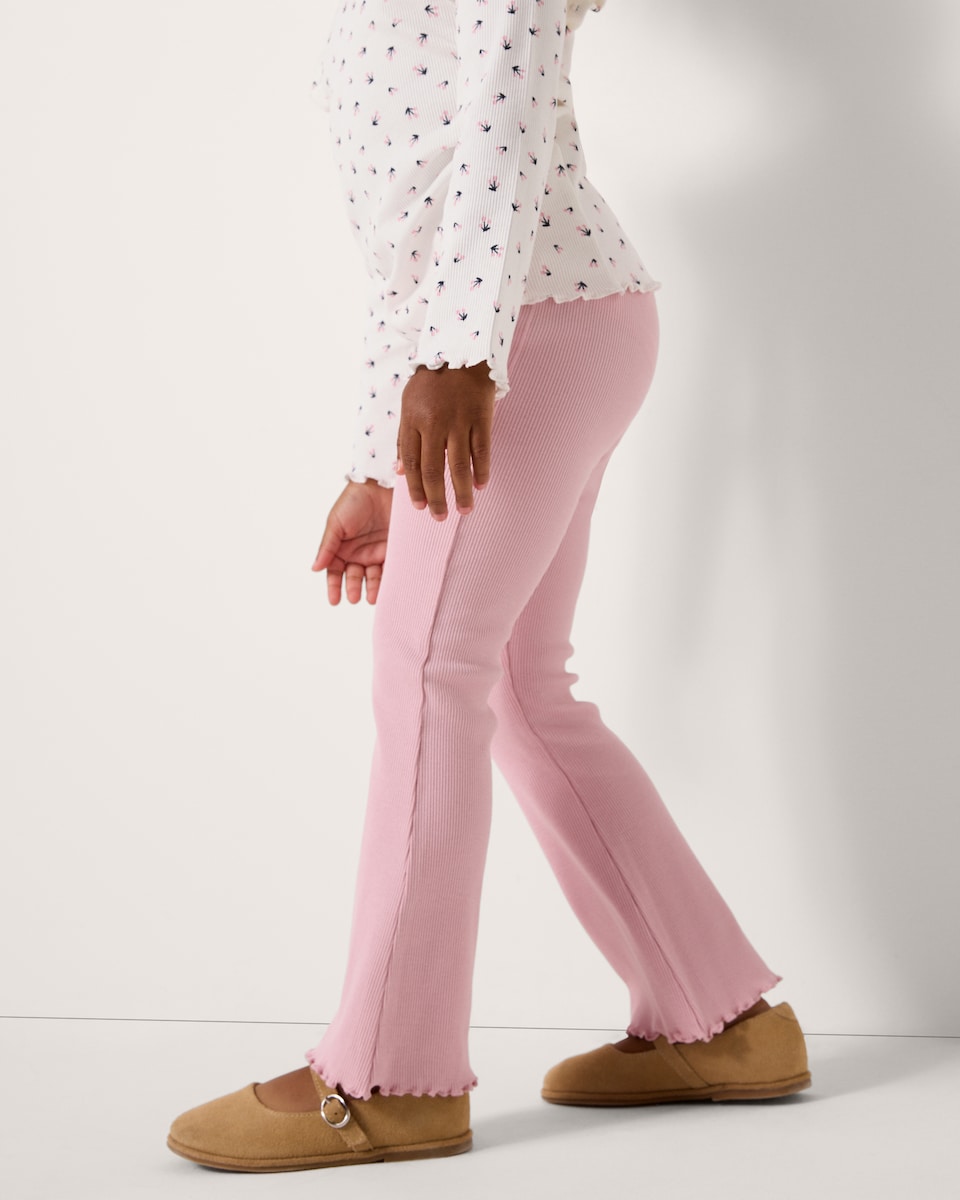 image 1 of F&F Girls 5-Pack Cotton Rich Ribbed Flared Leggings in Multi