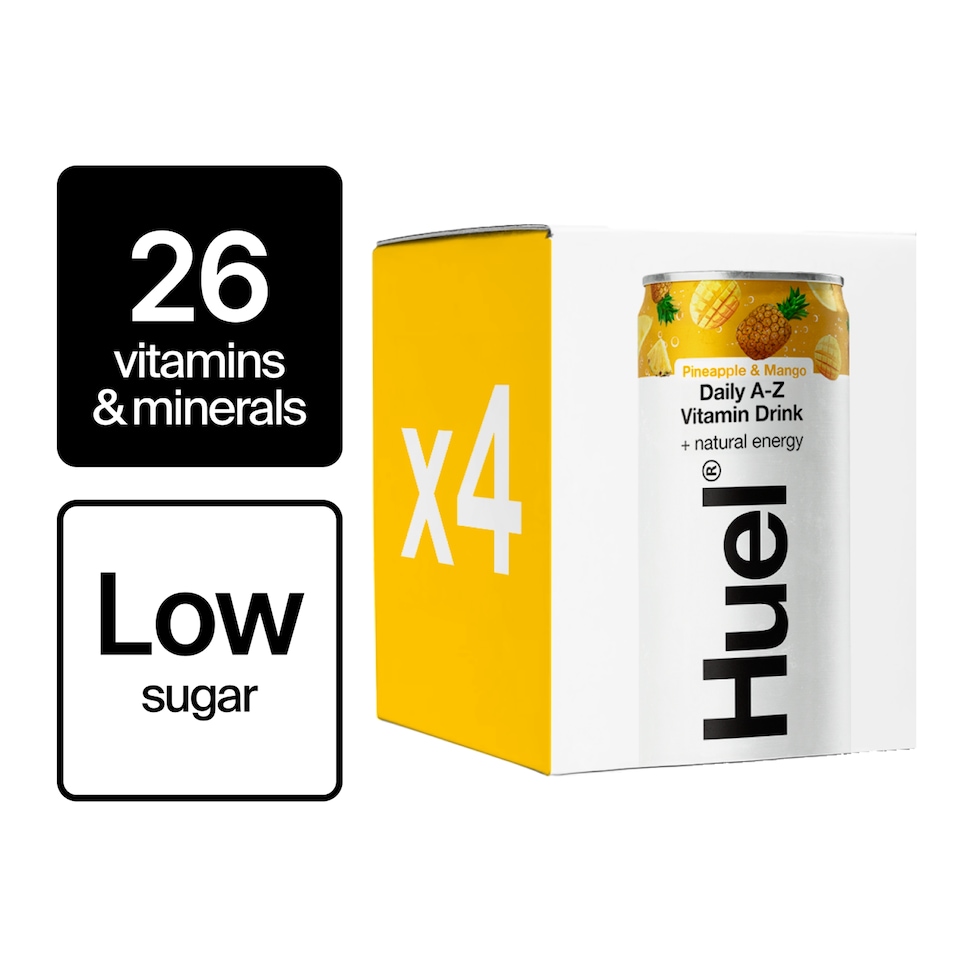 Huel Daily A-Z Pineapple & Mango Sparkling Multivitamin Energy Drink 4 x 330ml