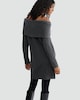 image 3 of F&F Ribbed Knitted Off Shoulder Dress with Wool in Grey