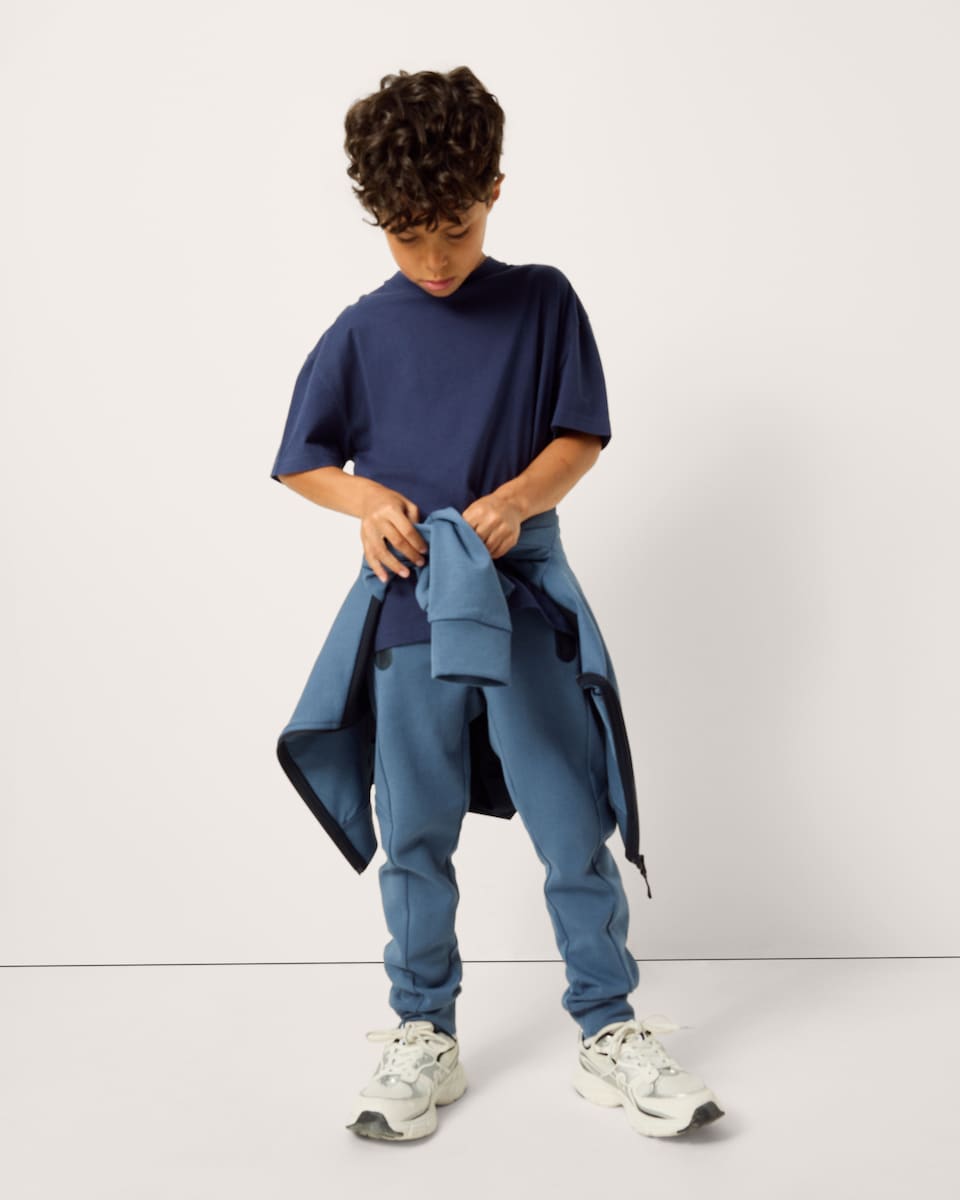 image 1 of F&F Active Boys TECHSPORT Cotton Rich Joggers in Navy