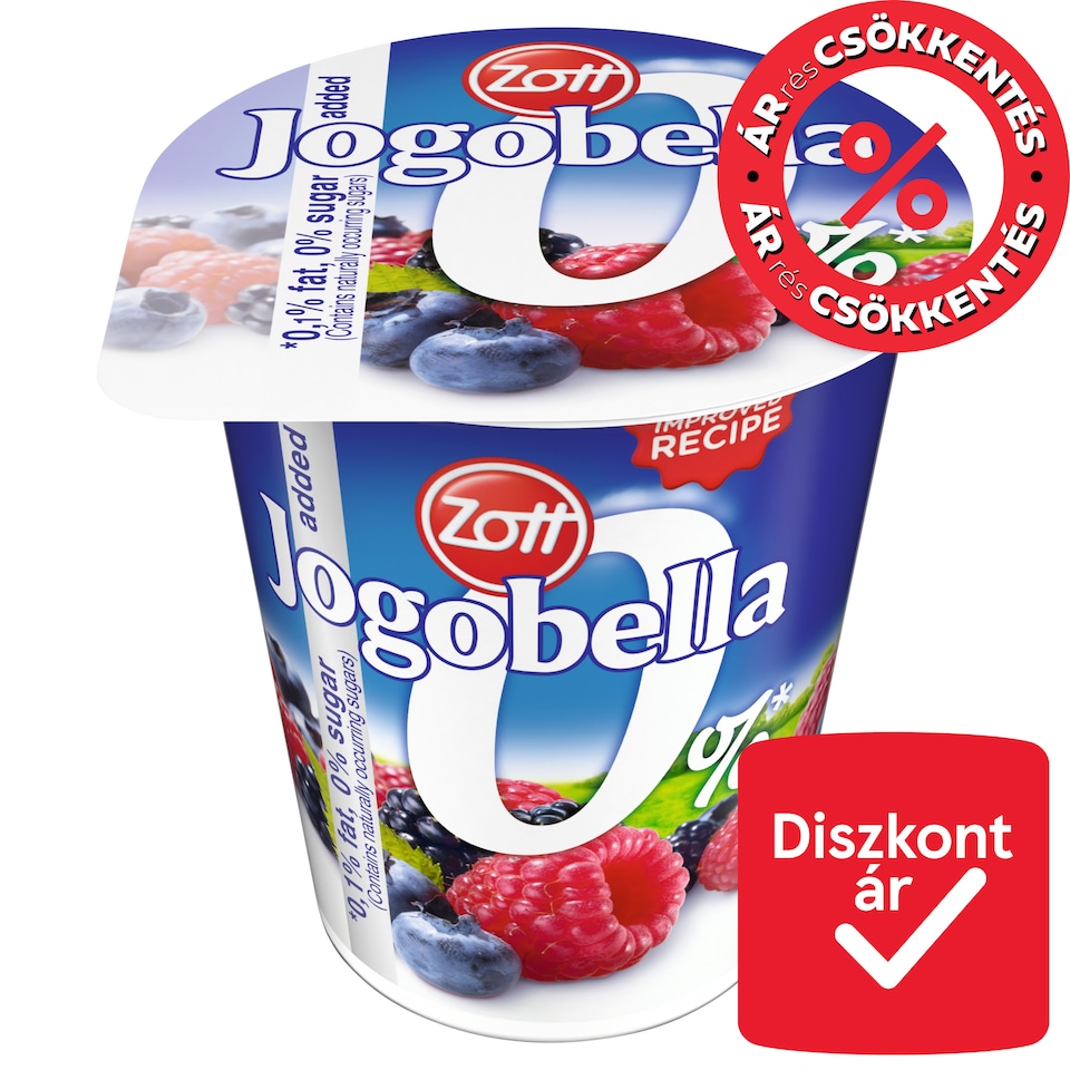 Zott Jogobella laktózmentes élőflórás sovány joghurt édesítőszerekkel 150 g  1. kép