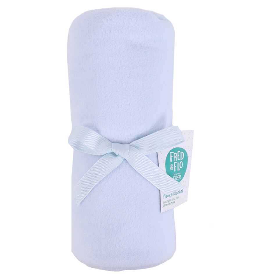 Fred & Flo Blue Cotbed Fleece Blanket