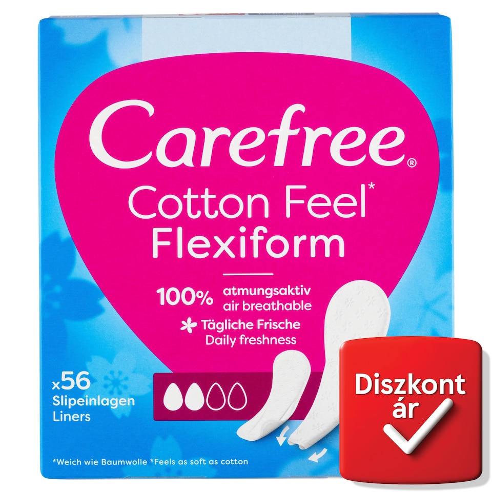 Carefree Cotton Feel Flexiform tisztasági betét friss illattal 56 db