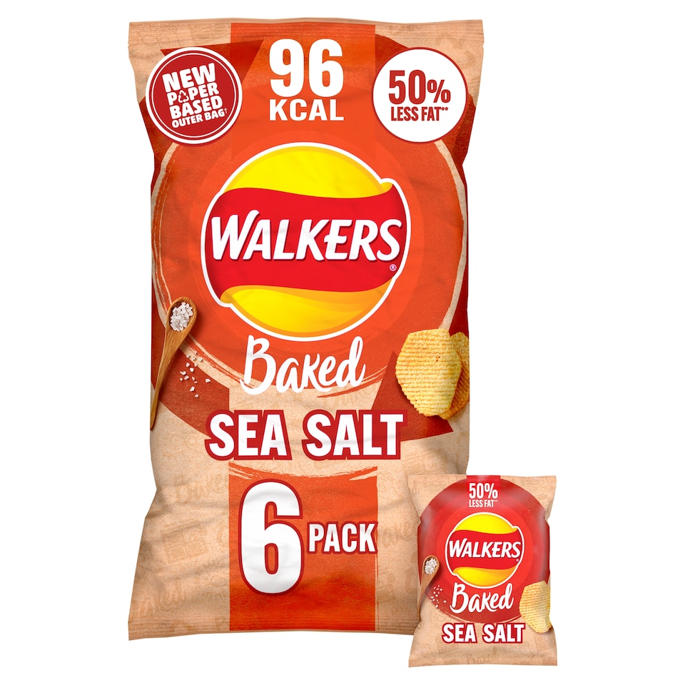 image 1 of Walkers Baked Salted Multipack Crisps 6x22g