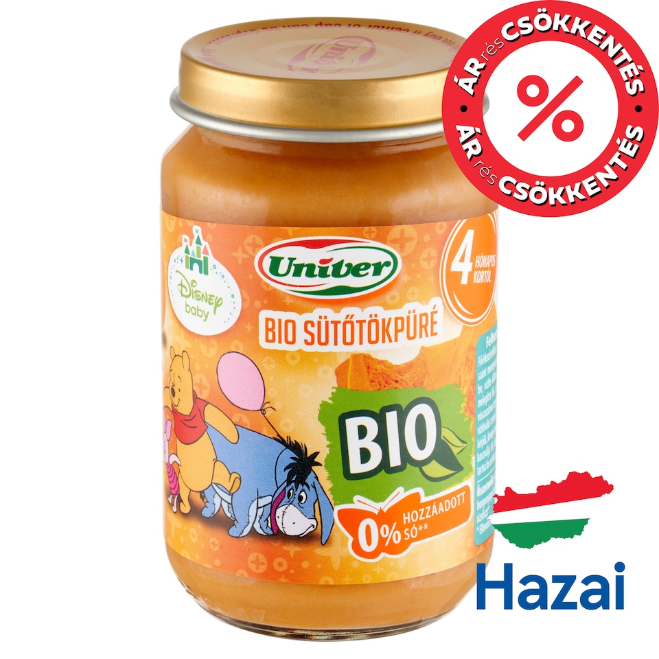 Univer bio sütőtökpüré zöldségpüré a bébinek 4 hónapos kortól 163 g