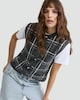 image 1 of F&F Knitted Check Print Button Up Vest with Wool in Grey