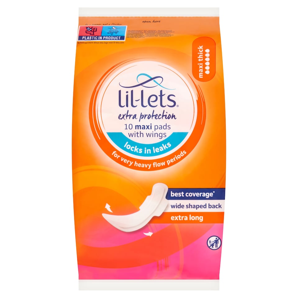 Lil-Lets Extra Protection 10 Maxi Pads with wings
