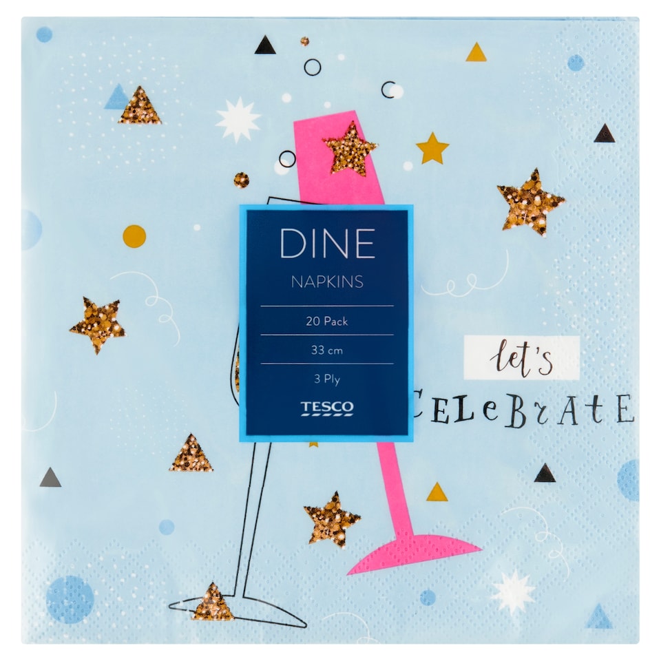 image 1 of Tesco Dine Celebration Mix Napkins 3 Ply 33 cm x 33 cm 20 pcs