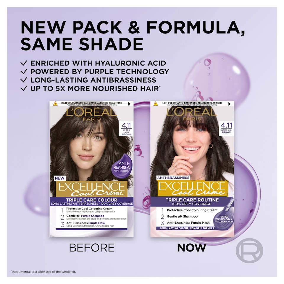 image 1 of L'Oreal Paris Excellence Core 4.11 Ultra Ash Brown Permanent Hair Dye