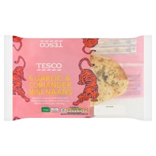 Tesco Mini Garlic & Coriander Naans 6 pack