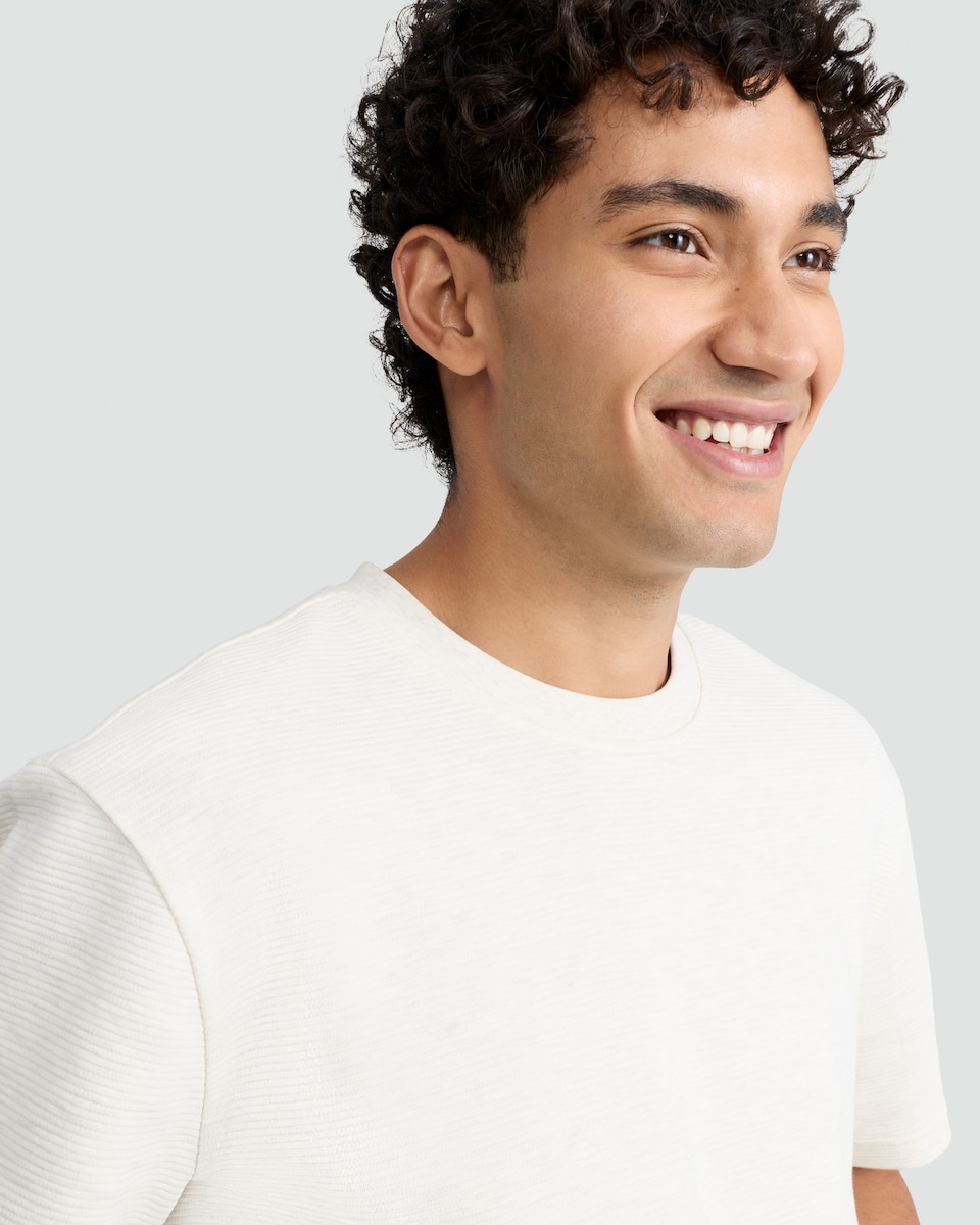 image 1 of The F&F Edit Cotton Rich Ribbed Short Sleeved T-Shirt in Stone