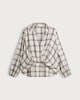 image 5 of F&F Twist Front Check Print Long Sleeved Shirt with Lurex in Cream