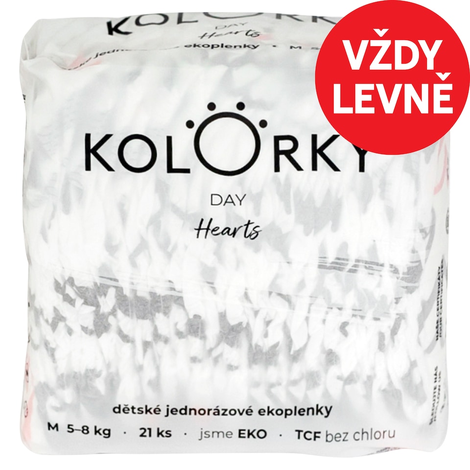 image 1 of Kolorky Day Hearts Children's Disposable Eco Diapers M 5-8 kg 21 pcs
