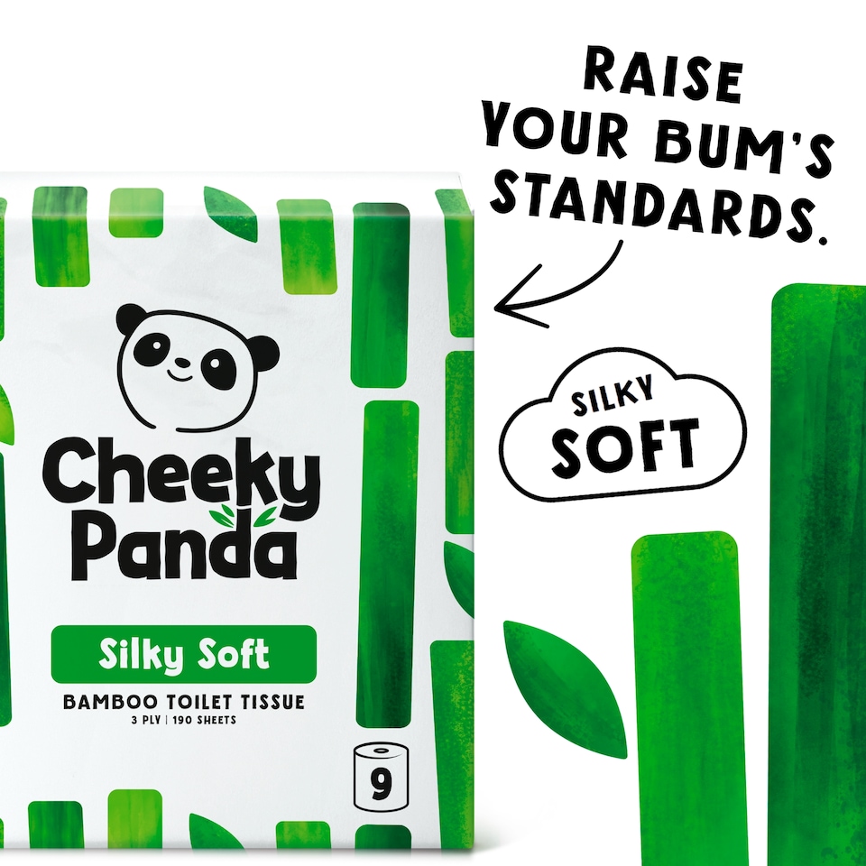 image 1 of Cheeky Panda Silky Soft Bamboo 3ply Toilet Tissue 9 rolls