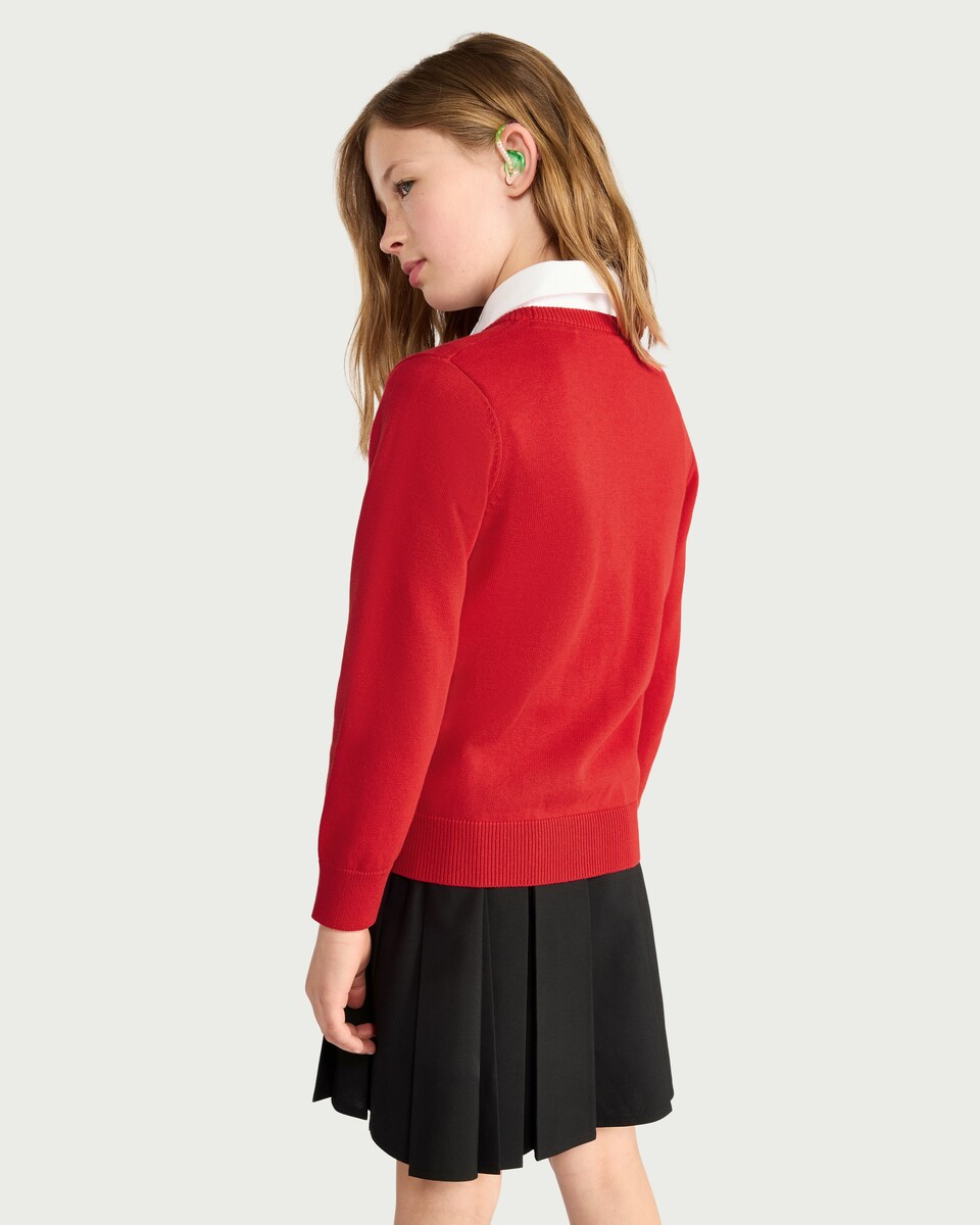 image 1 of F&F School Unisex 2-Pack Pure Cotton Knitted Cardigans in Red