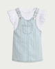 image 4 of F&F Girls 2-Piece Pure Cotton Striped Pinafore and T-Shirt Set in Blue