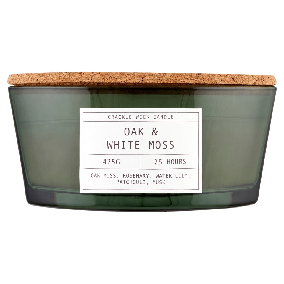 F&F Home Crackle Oak & White Moss vonná sviečka 425 g