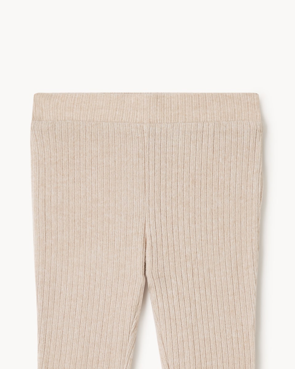 image 1 of F&F Girls Ribbed Top and Flared Leggings Set in Tan