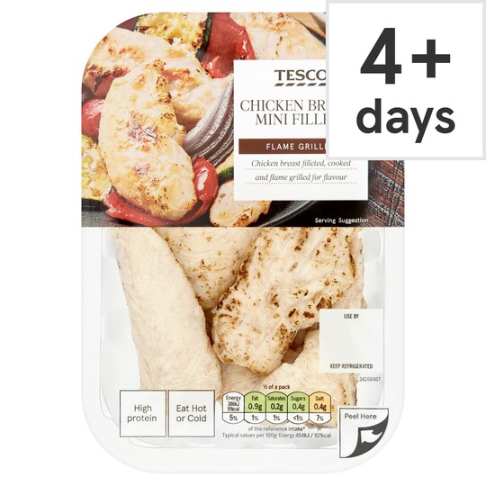 Tesco Ready To Eat Flame Grilled Chicken Mini Fillets 170G Tesco