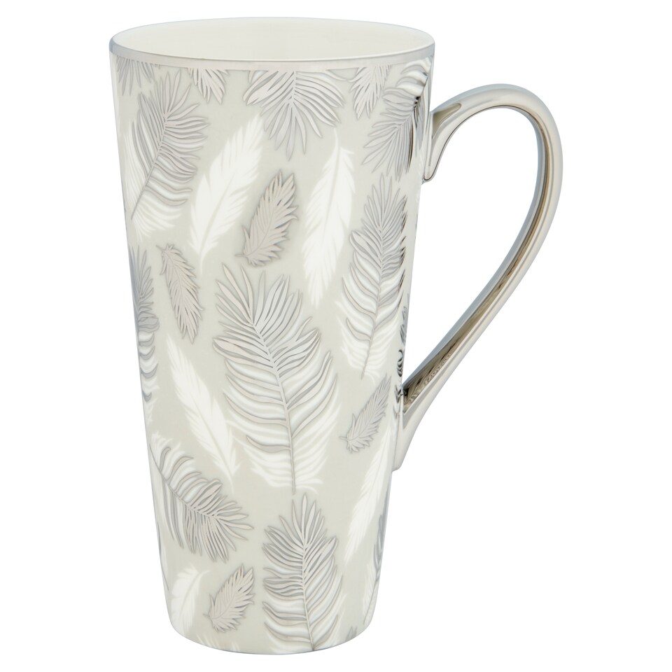 Fox And Ivy Silver Feather Latte Mug